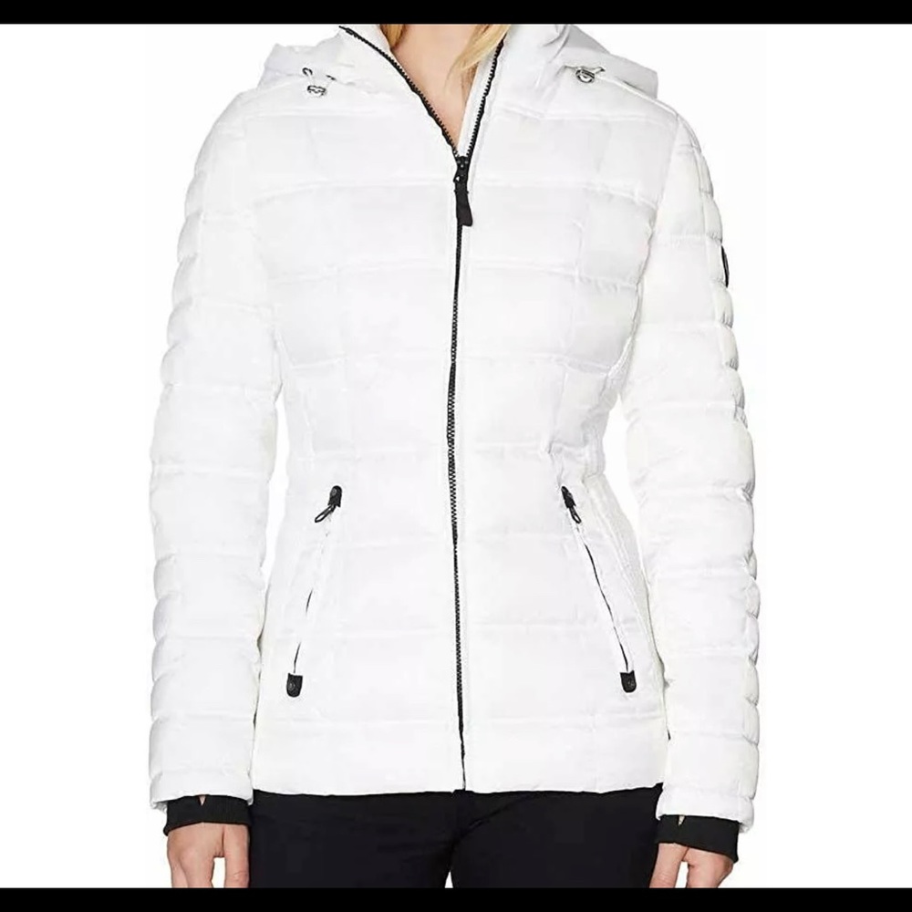 NEW!!! Nautica white Women's Water Resistant Puffer Hooded Jacket, small